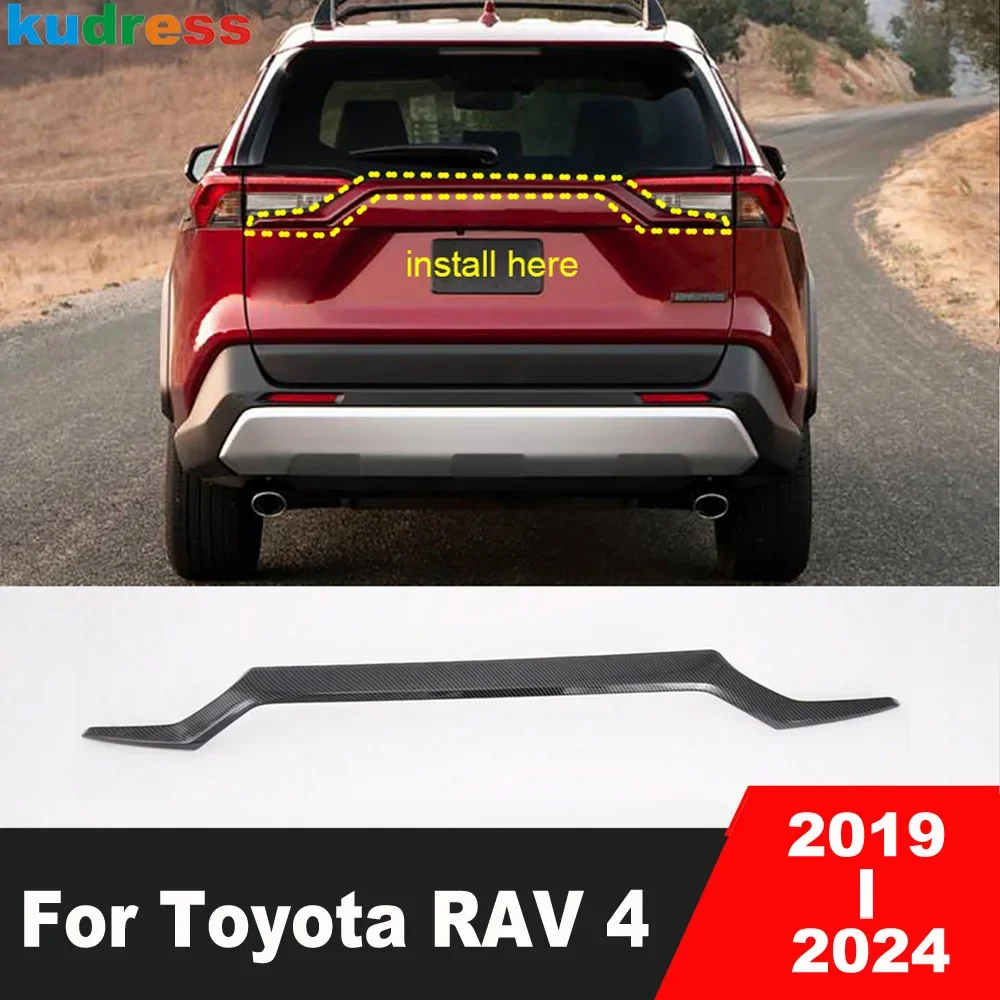 

Накладка на заднюю крышку багажника для Toyota RAV4 RAV 4 2019-2022 2023 2024, молдинг на заднюю дверь автомобиля из углеродного волокна, декоративная полоса, аксессуары