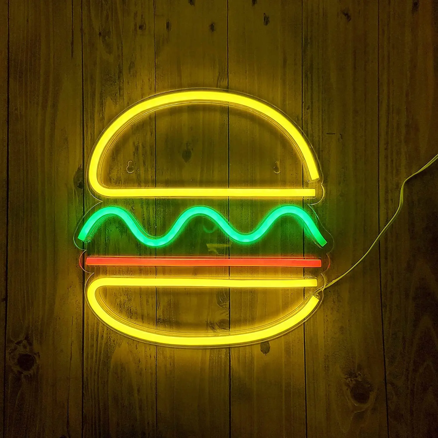 Hamburger Neon Light Neon Sign for Party Wedding Birthday Fast Food Shop Restaurant Wall Hanging LED Light Home Decoration