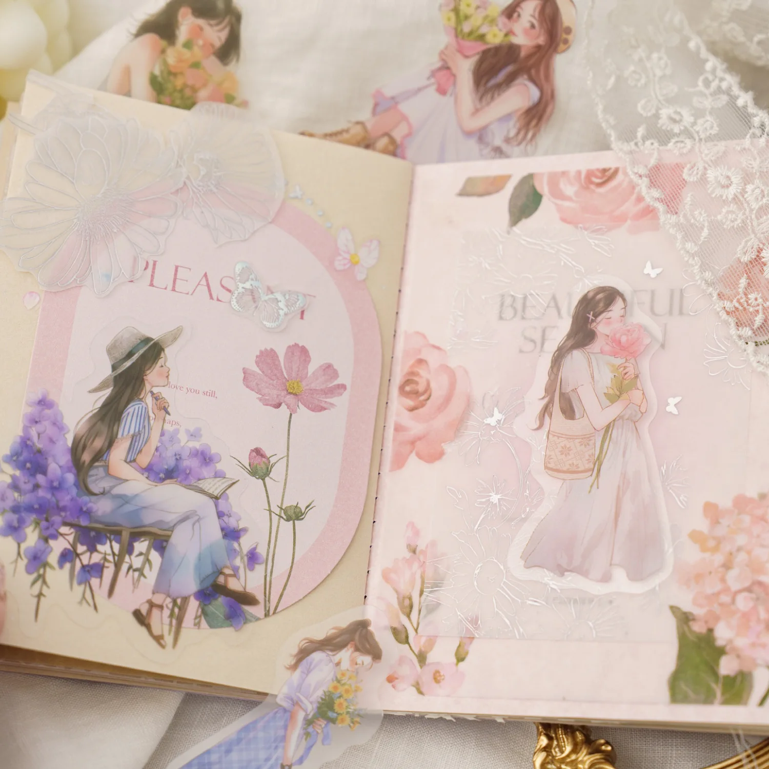 30pcs/lot Kawaii Scrapbook Stickers Cartoon Fashion Girl Junk DIY Journaling Scrapbooking Supplies Decorative Stationery Sticker