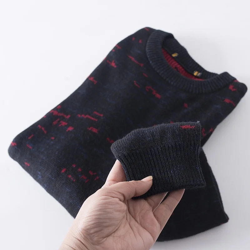 

Loose Fit Men's round Ne Knitted Wool Sweater Winter Thiened Youth Casual Long Sve Basic Sle Comfortable Wool Blend