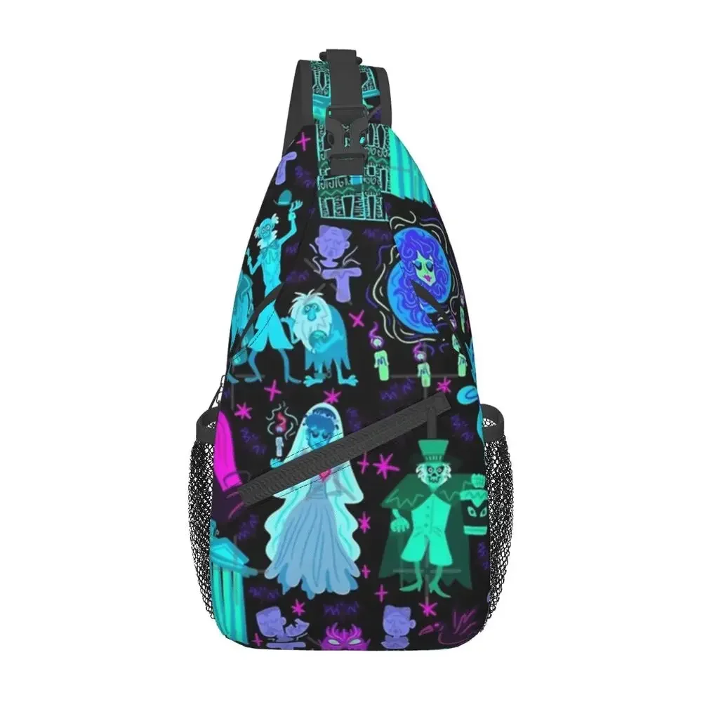 Ghost Haunted Mansion Sling Chest Bag Customized Halloween Crossbody Shoulder Backpack for Men Traveling Daypack