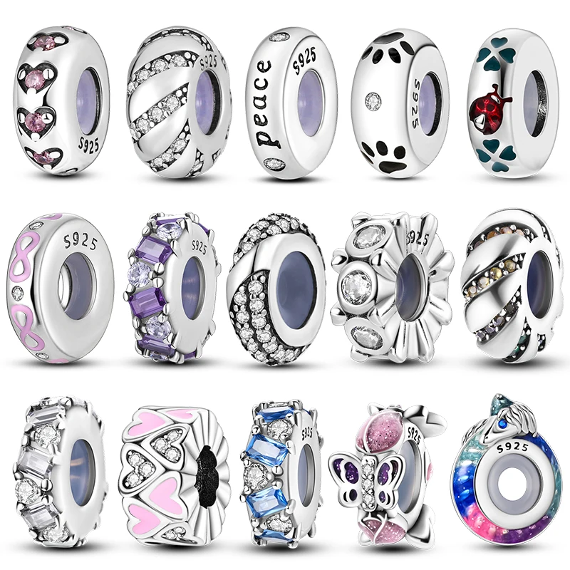 New IN 925 Sterling Silver Charms Silicone Spacer Stopper Clip Beads Fit Original 925 Bracelet Dangle DIY Gift For Women