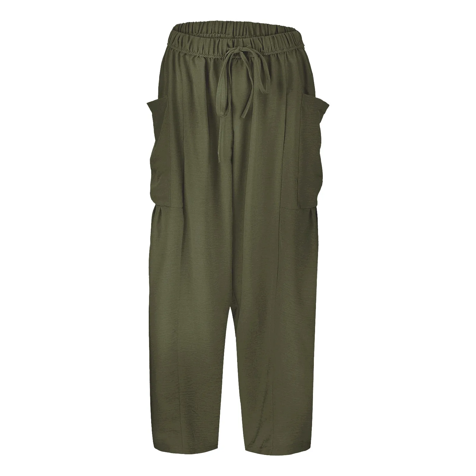 Plissee breites Bein gerade weites Bein lange Hosen Outdoor-Sport lässige Baggy-Hose hohe Taille Kordel zug Falten lose Pantalones