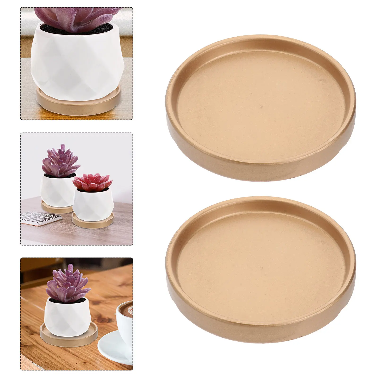 

2 шт. 11,5x11,5x1,5 см Премиум-поддон для цветочного горшка из керамики, нескользящая плоская подставка для защиты стола на балконе и в саду