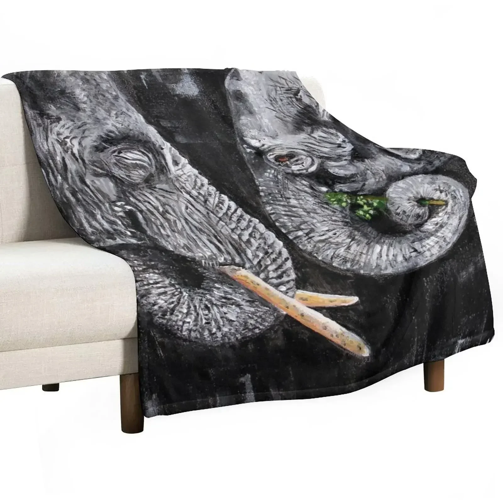 Elephant face to face Throw Blanket funny gift Luxury St Hair Sleeping Bag Blankets