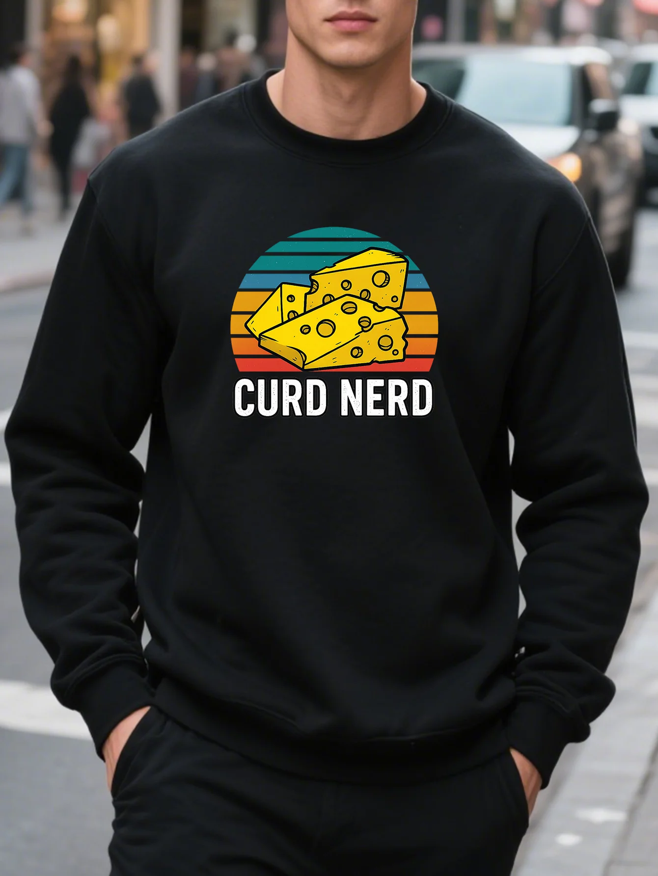 

Cheese Graphic Print Autumn and Winter Men's and Women's Sweatshirts Casual Loose Outdoor Street Sports Training Brand Fashion
