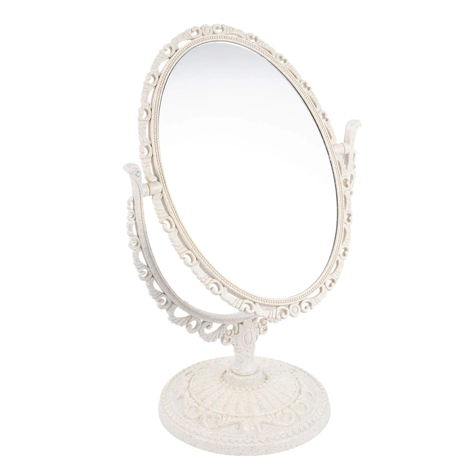 Vintage Desktop Makeup Mirror Oval Vanity Mirror with Stand Vintage Swivel Double Sided Cosmetic Mirror, Oval