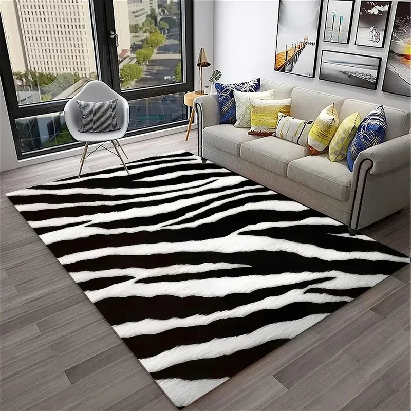 VIKAMA Colorful Zebra Rug Soft Non-slip Durable Area Carpet For Living Room Kids Play Bedroom Doormat Home Decor