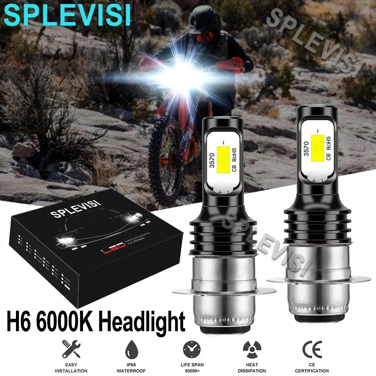 

2x 70W 6000k ATV UTV LED Headlight Bulbs Pure White For Massimo Militia 1000 2016-2017 Knight 700 500 2016 2017 2018 Hi/Low Beam