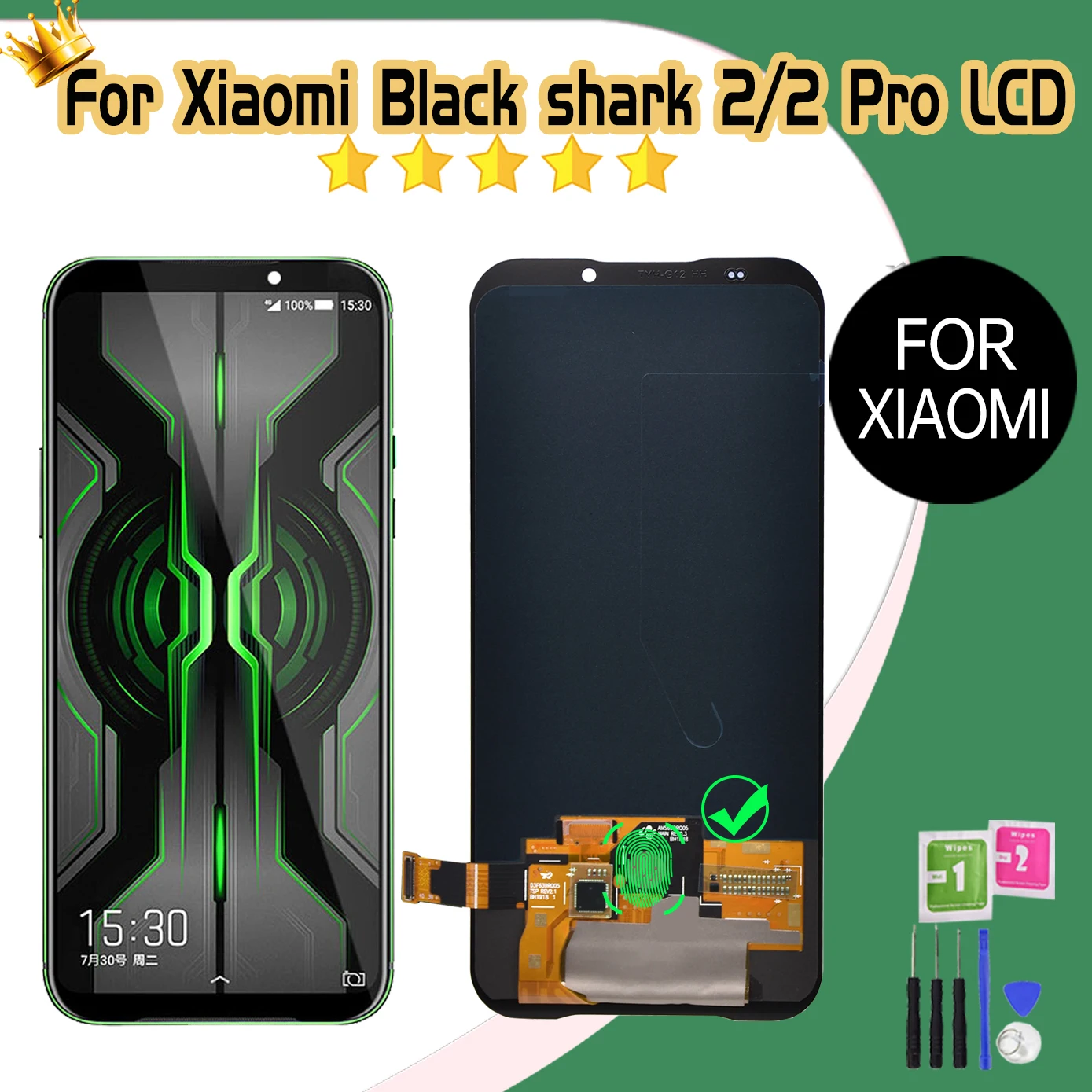 

Супер Amoled 6,39 "для Xiaomi Black Shark 2 Pro ЖК-дисплей с сенсорным дигитайзером для BlackShark 2 SKW-H0 DLT-A0 ЖК-экран в сборе