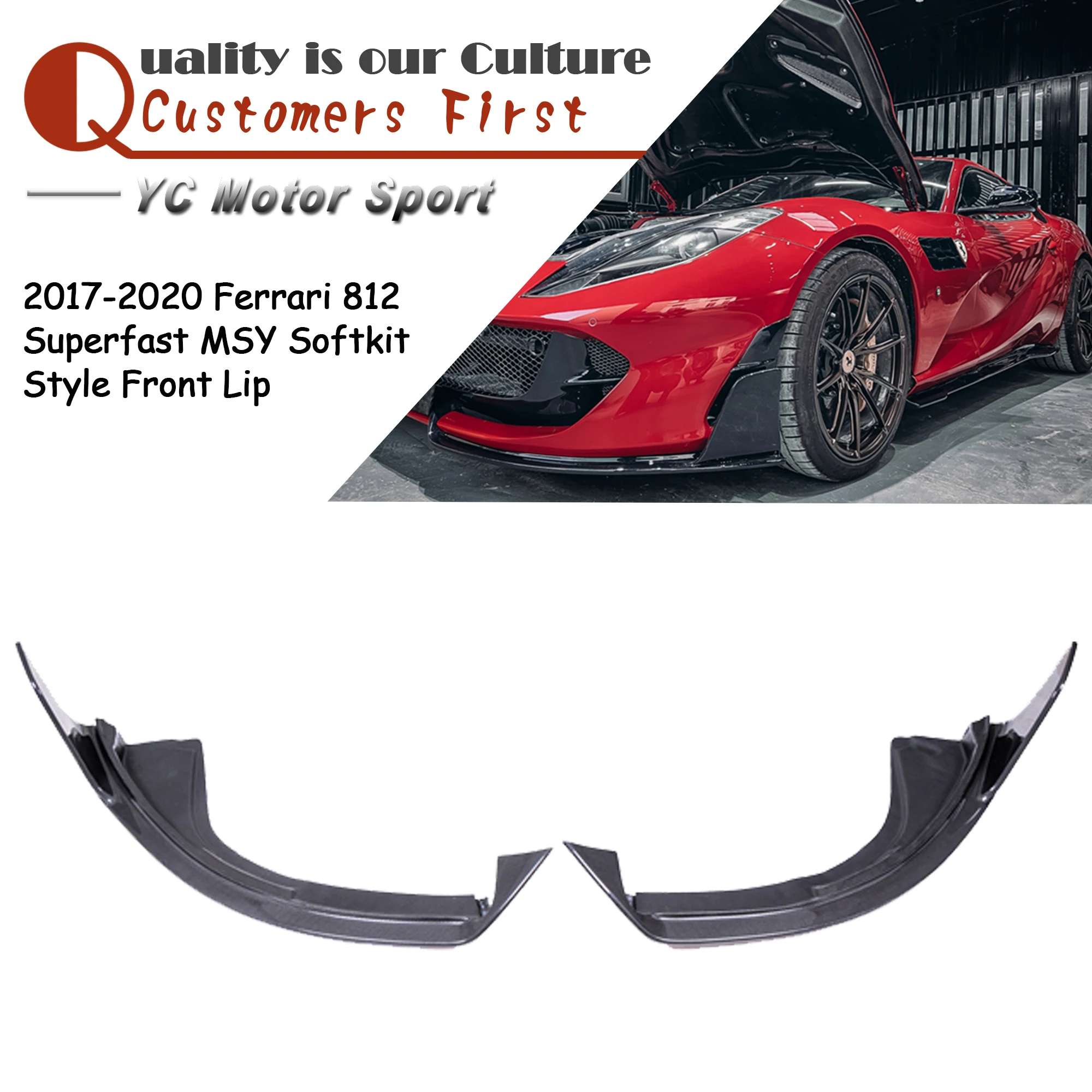 Car Accessories DCF Dry Carbon Fiber MSY Softkit Style Front Lip Front Splitter Fit For 2017-2020 Ferrari 812 Superfast