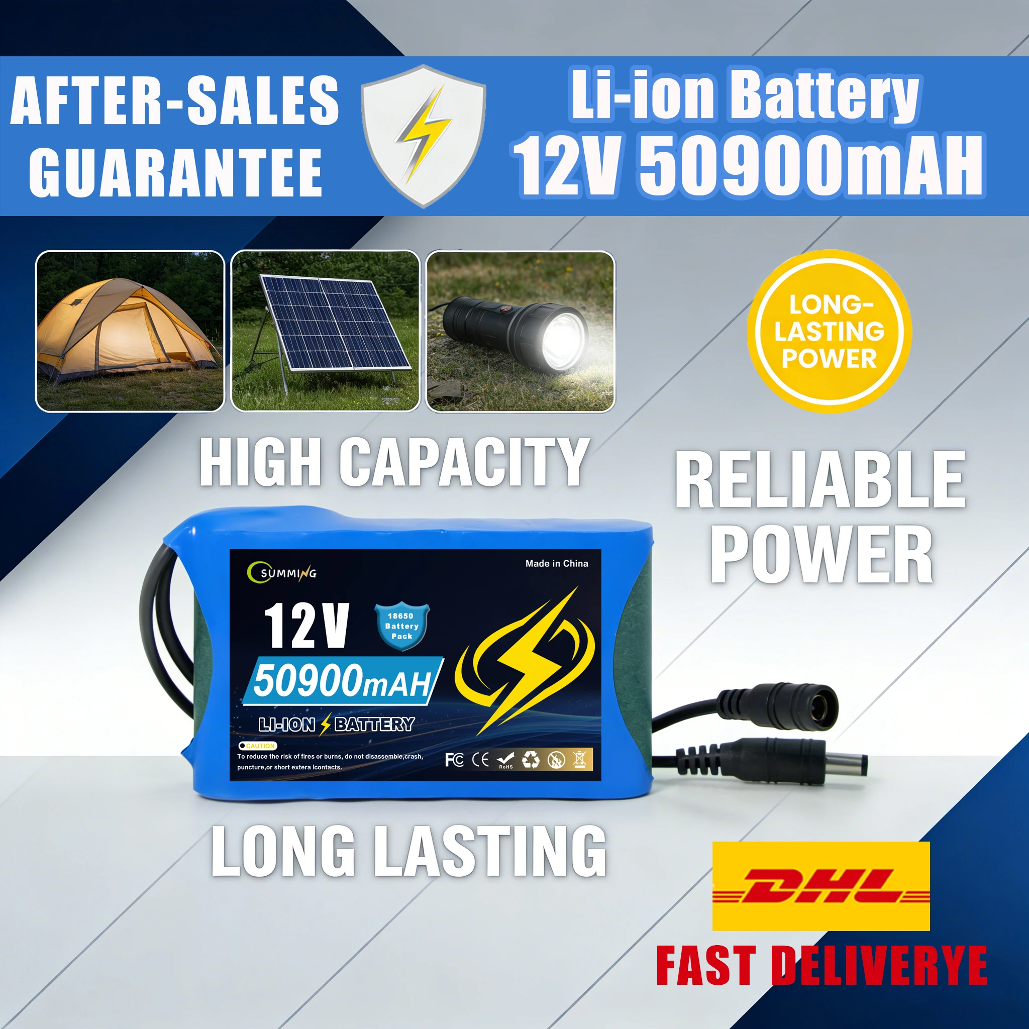 

12В 50.9Ач 18650 литиевая батарея ️ Аккумуляторный блок 3S2P, 100% новый, с платой защиты BMS, перезаряжаемый, для использования на открытом воздухе Блок питания