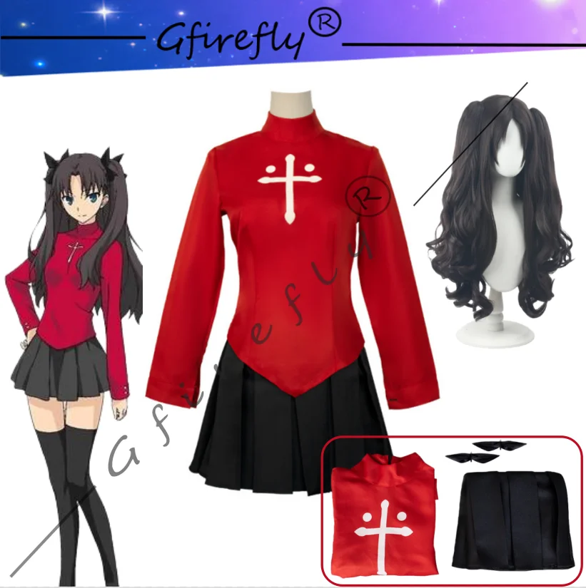 

Fate Stay Night Rin Tohsaka Cosplay Costumes Anime Character Red Costume Accessories Wig Full Halloween Exclusive Costume