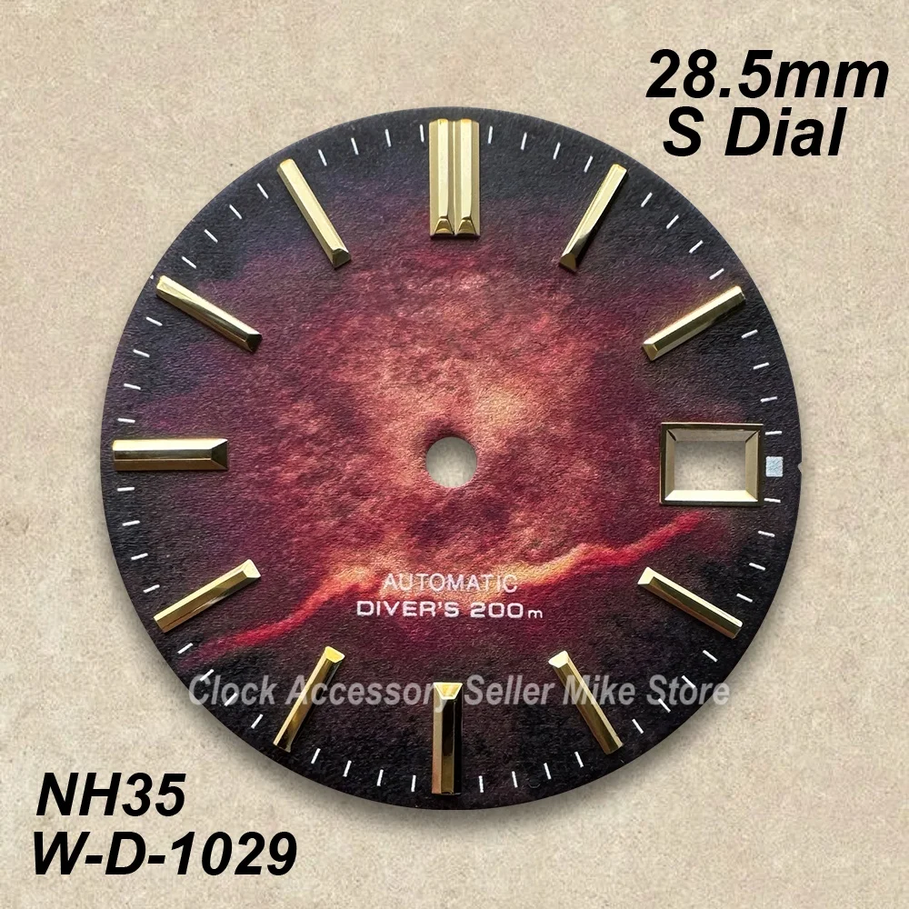 28.5mm S Logo NH35 Dial For NH35/NH36/4R/7S Movement Colorful 3D Printing High-Quality Red/Blue Watch Modification Accessories