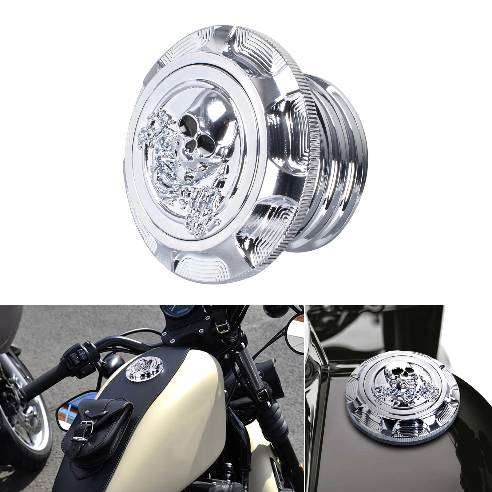 

Motorcycle Tank Cover Oil Cap 3D CNC AluminumFuel Gas Decorative for Harley Sportster XL 1200 883 X48 Dyna Touring Road King