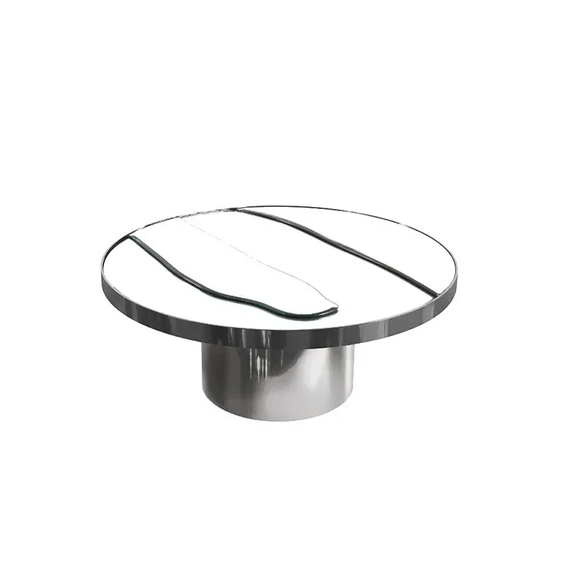 

Italian stainless steel coffee table light luxury high-end living room home mirror tea table modern creative custom round edge