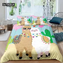 Home Living Luxury 3D Alpaca Bedding Set Duvet Cover Pillowcase Kids Bedding Set Queen and King EU/US/AU/UK Size