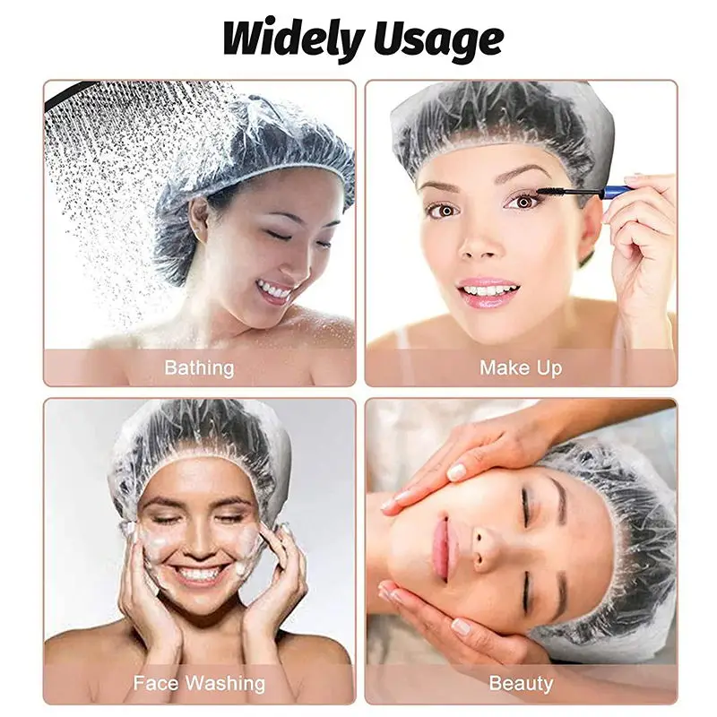 Shower Cap Women Waterproof Long Hair Shower Caps Food Seal Retractable Bag Charlotte Disposable Hair Elastic Shower Caps