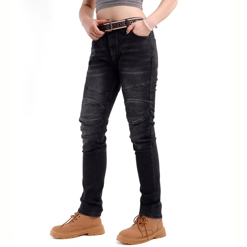 جينز نسائي للدراجات النارية باللون الأسود لركوب الطرق الوعرة معدات حماية للدراجة الترابية للسيدات #5