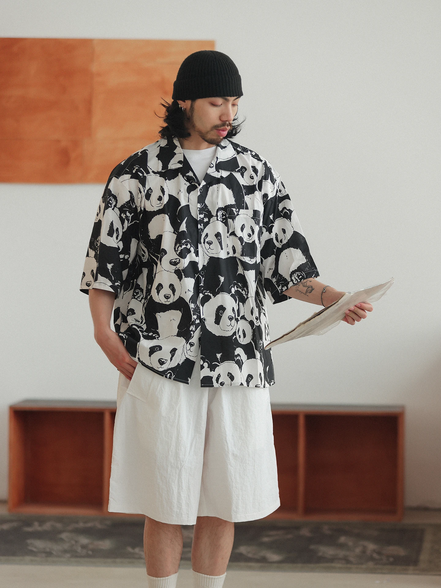 

Летняя винтажная рубашка-поло с кубинским воротником, свободного кроя, с рукавом до локтя, в гавайском и японском стиле, с забавным принтом, для женщин