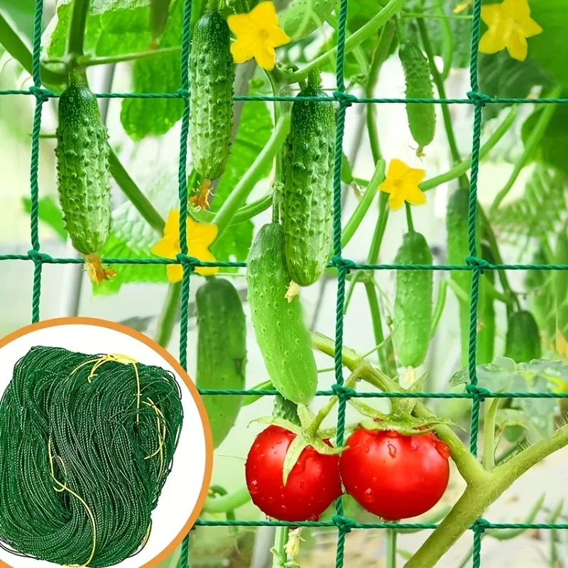 Pergolas de enrejado de plantas, red de cultivo de poliéster resistente, red de enrejado de jardín con malla cuadrada para plantas trepadoras, verduras,