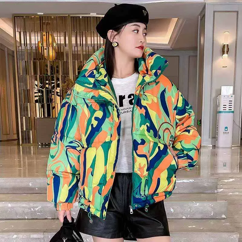 2025 نمط جديد أزياء مقنعين الاتجاه شخصية سترة قطن فضفاضة ودافئة سترة قطن الكورية سترة خارجية