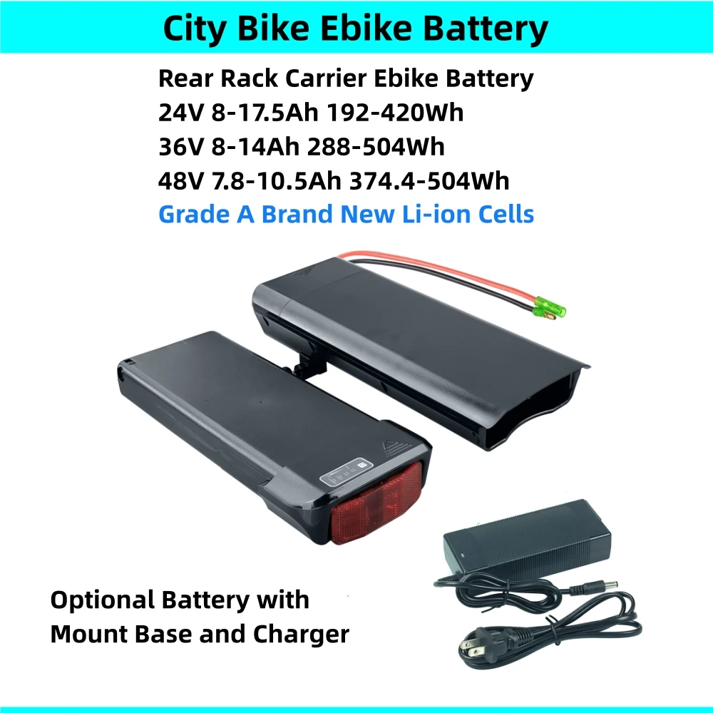 Folding Bike Rear Rack Bike Ebike Battery 36V 8.8Ah 10.4Ah 14Ah 24V 10Ah 14Ah for Zündapp Green 4.7 Ezy Commuter E-bike Battery