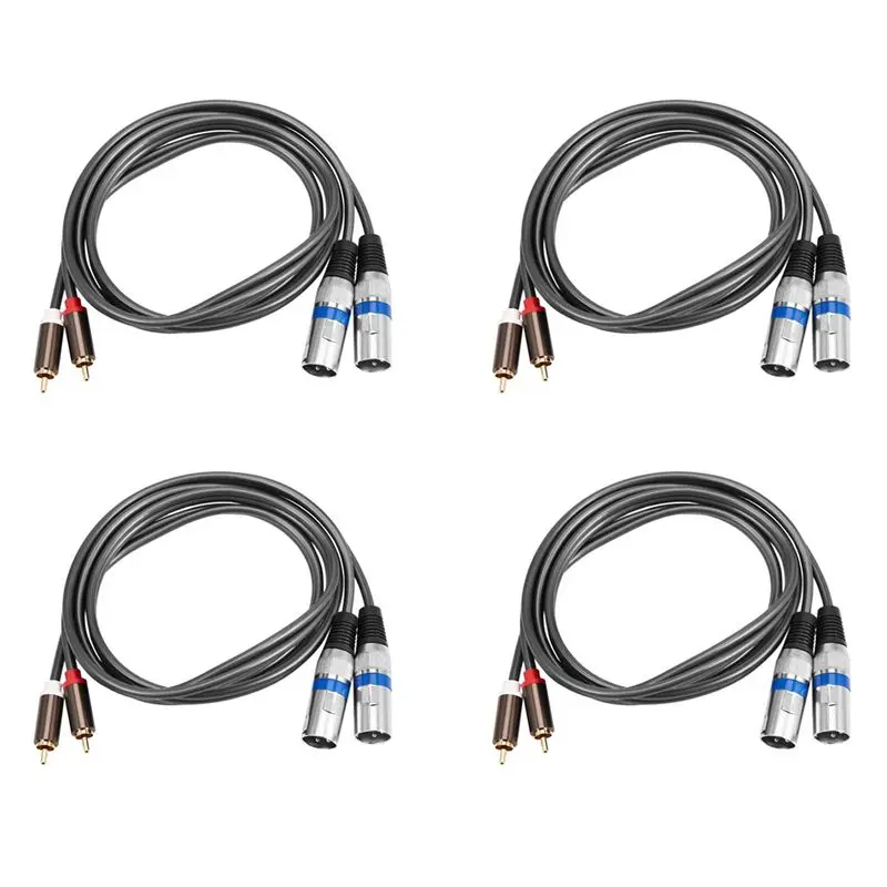 

Новинка! 4 шт. кабеля 1,5 м с двойным разъемом RCA (штекер) на XLR (штекер), 2 XLR на 2 RCA, адаптер, стереофонический аудиокабель Hi-Fi для подключения и удлинения