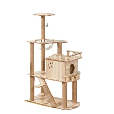 

Scratcher Furniture Wholesale Luxurious House Customized Plush Big Pet Condo Natural Sisal Wood Cat Tree