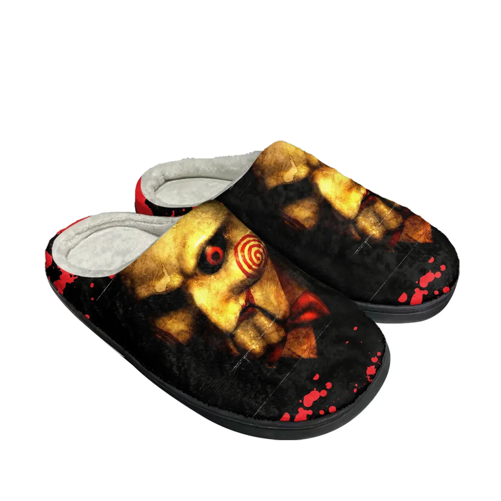 

Saw Movie Horror Jigsaw Puppet Home Cotton Slippers Plush Bedroom Mens Womens Casual Keep Warm Shoes Indoor Customized Shoe