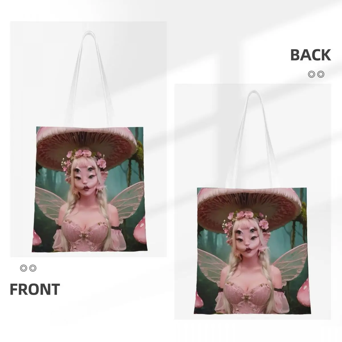 Custom Reusable Singer Music Melanies Martinez Shopping Bag Women Canvas Shoulder Tote Bag Washable Grocery Shopper Bags