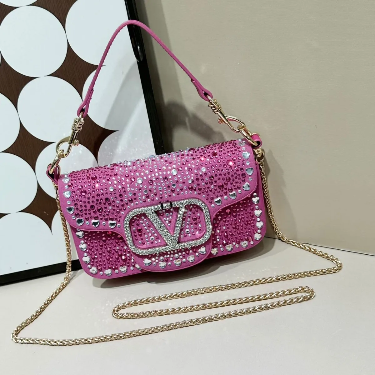 

Новая роскошная женская вечерняя сумочка-клатч 2026 года с полным покрытием стразами и пайетками, мини-квадратная, трансформируемая