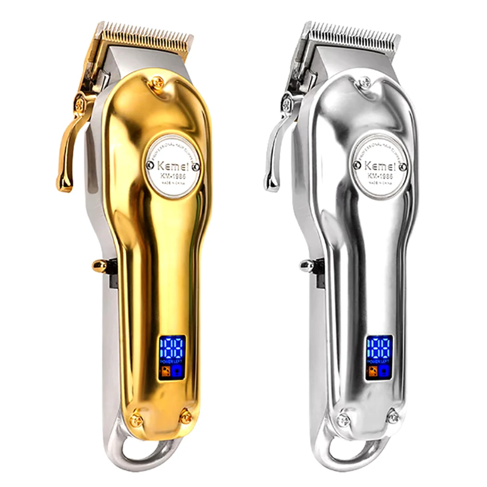 

Kemei 1986 Professional Electric All Metal Hair Clipper Powerful Cordless Hair Trimmer Men Silver Gold Haircut Machine Barber