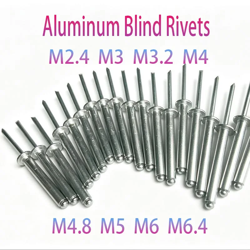 Pop Rivets Aluminum Dome Head Blind Rivet M3.2 M4 M4.8 M5 Full Sizes Open Type DIN 7337 Fasteners for Sheet Metal Tool Box