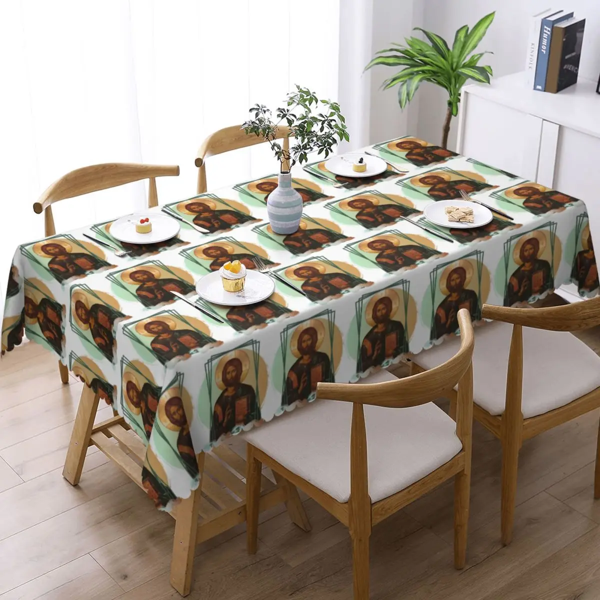 Lord Jesus Christ Custom Rectangular Tablecloth Oilproof Table Cover for Festival Party Decorations Table Cloth