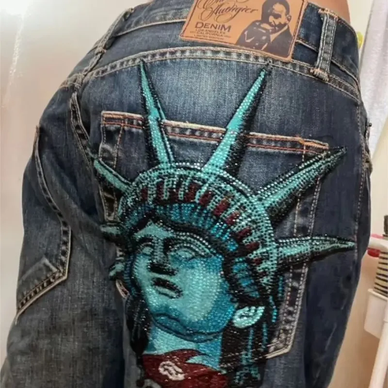 American Street Fashion Sweatpants Y2K Pants Men Gothic Hip Hop Letter Retro Make Old Design Zipper Waist Jogging Casual Pants