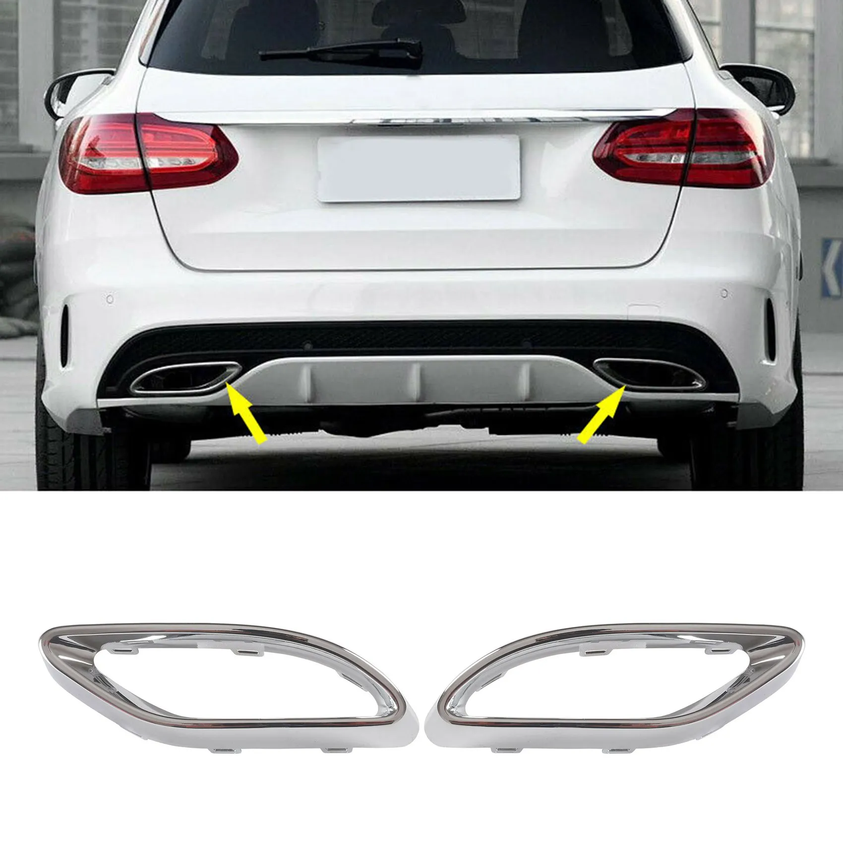 1 Pair Rear Exhaust Pipe Trim Bezel Fit for Mercedes W177 a W238 E W205 C 2058852221,2058852321