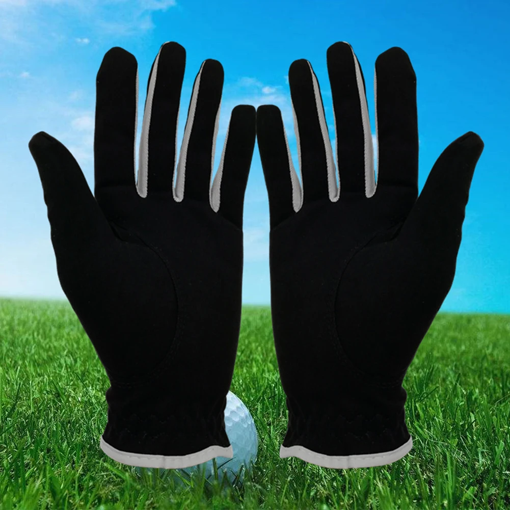 1pc golfhandschoenen zwart kan op de linker- en rechterhand dragen, stof, lycra, zacht, ademend, professionele handschoenen, rijden, fietsen, buiten