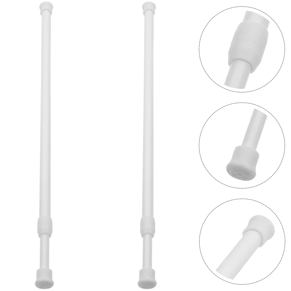 2 Pcs Telescopic Rod Spring Loaded Curtain Rods Window Bars Security inside Adjustable Closet Small Suspension White Curtains