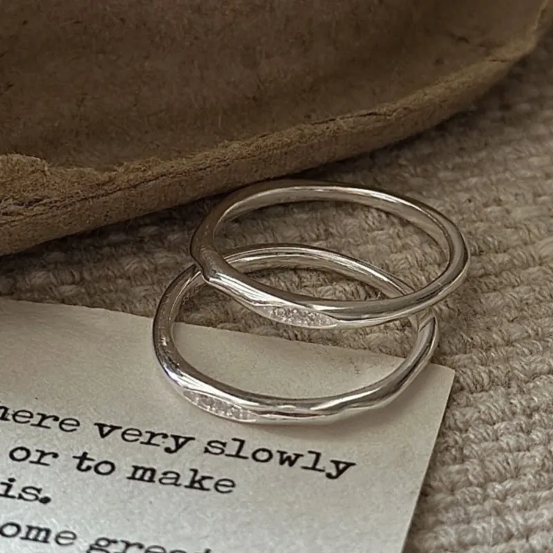 

PANJBJ 100% 925 Sterling Silver Extremely Fine Stacking Ring for Women Retro Minimalist Ins Jewelry Gift Dropshipping
