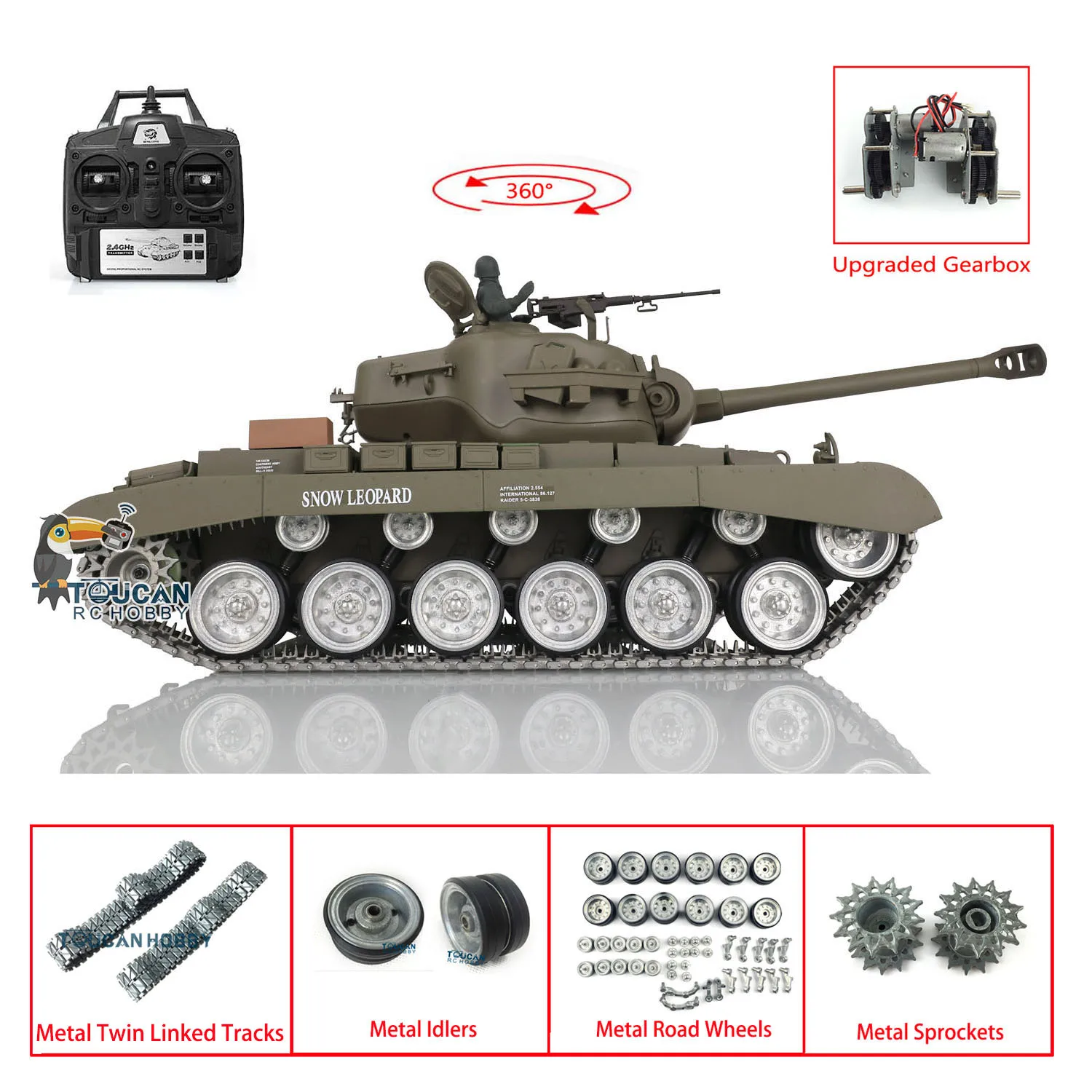 1/16 Heng Long Pro Ver 7.0 M26 Pershing RC Tank 3838 Metalowe Gąsienice Koła Obrotowa Wieżyczka 360° Radiowo Sterowany Pojazd Samochód TH17311