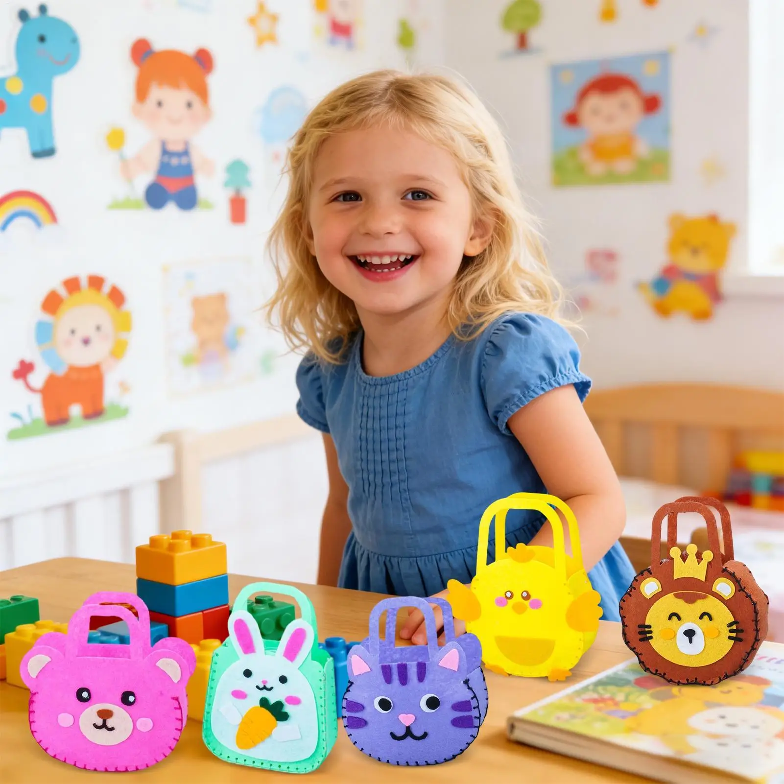 Naaitassets voor kinderen Interactieve knutselset Naaihandtassenset voor beginners Meisjes knutseliefhebbers DIY-liefhebbers Verjaardag