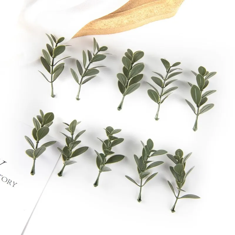 50 Stück künstliche Pflanze verlässt Weihnachts feier nach Hause Hochzeit Hintergrund Wand dekoration Zubehör DIY Kuchen Candy Box Sammelalbum – Detail 12