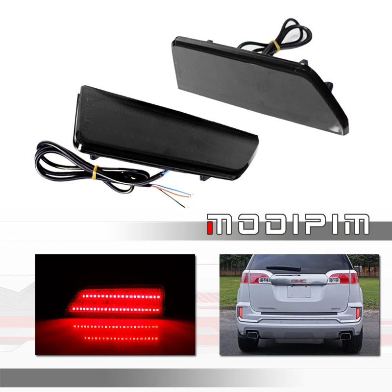 OE-spec Smoked / Red Lens Full Red LED Car Rear Bumper Reflector Tail / Brake Lights, Rear Fog Lights For 2016 2017 GMC Terrain