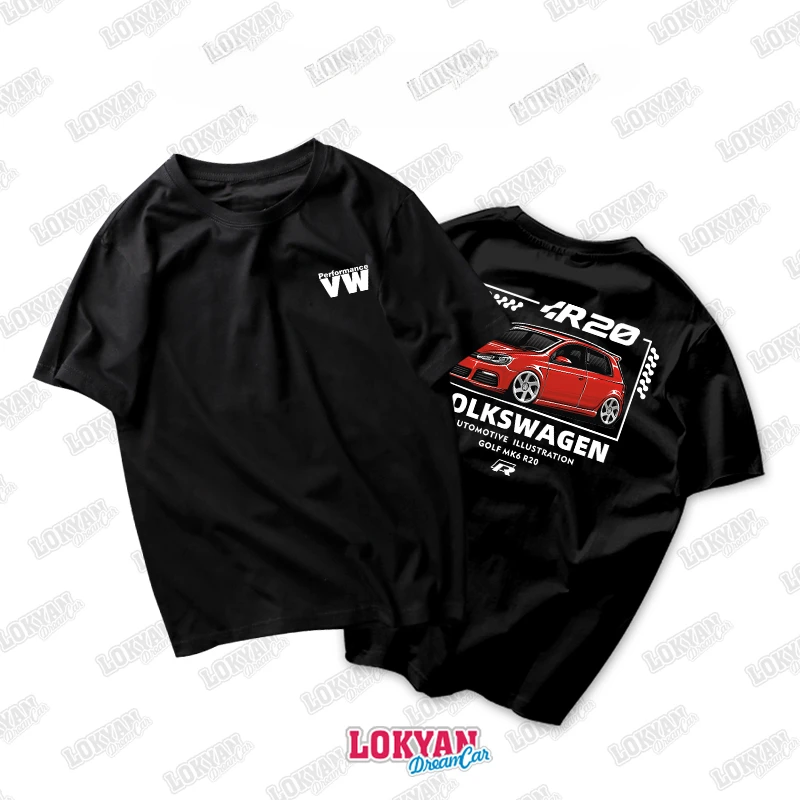 

R20 High Performance MK6 Original German GOLF Cartoon Print Short Sleeve Motorcycle Graphics Breathable Casual Men's T-shirt