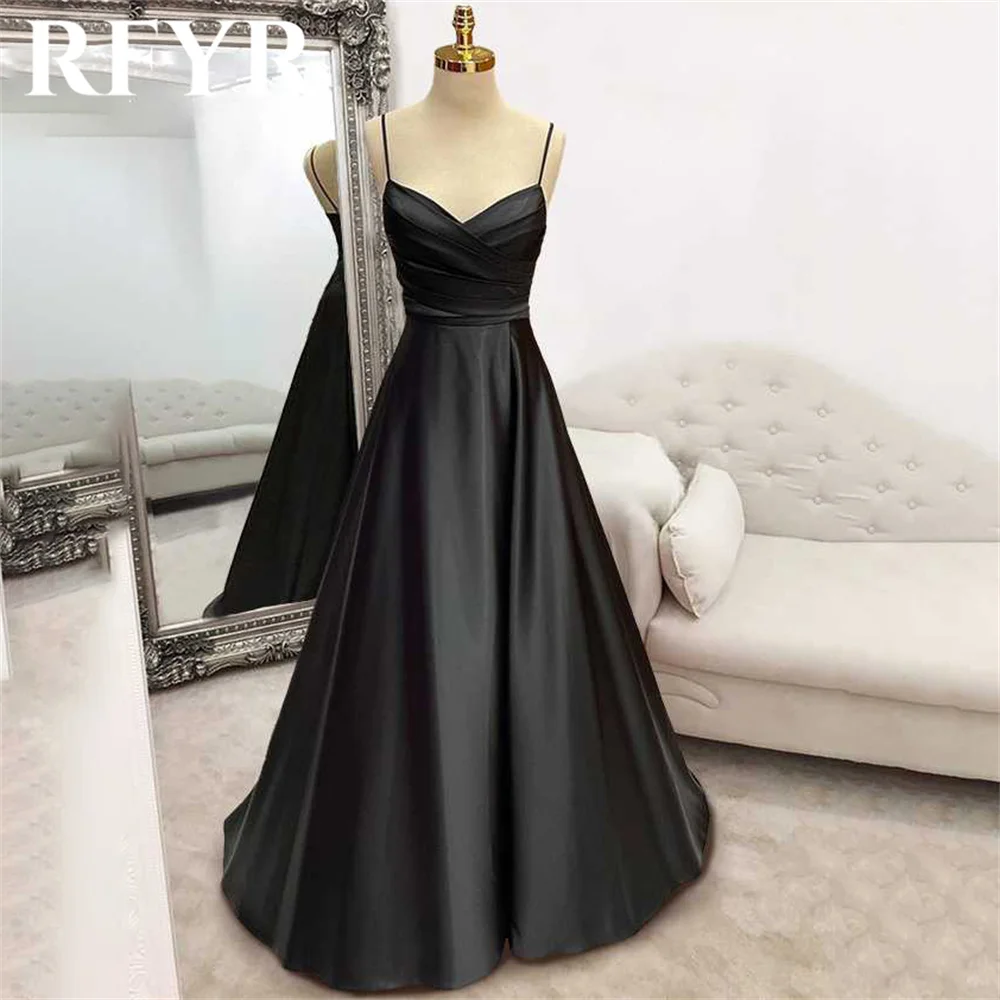 RFYR Drak Green A Line Formal Dresses V Neck Pleat فساتين للحفلات الراقصة Spaghetti Strap Special Occasion Dresses robe soirée