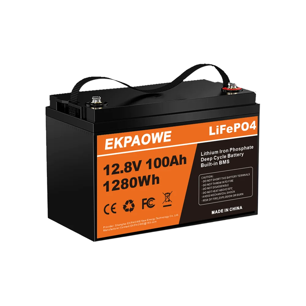 EKPAOWE 12V 100Ah 12,8V 1280Wh Eingebauter Intelligenter BMS-Schutz Lithium-Eisenphosphat-Akkupacks Serie Parallel 1 Stück 2 Stück Für Wohnmobile/Transporter/Trolling-Motoren/Golfcarts/Camping/UL 1973