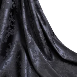 Jacquard Satin Black Fabric, Suitable For Dress Making , Sold by Yard