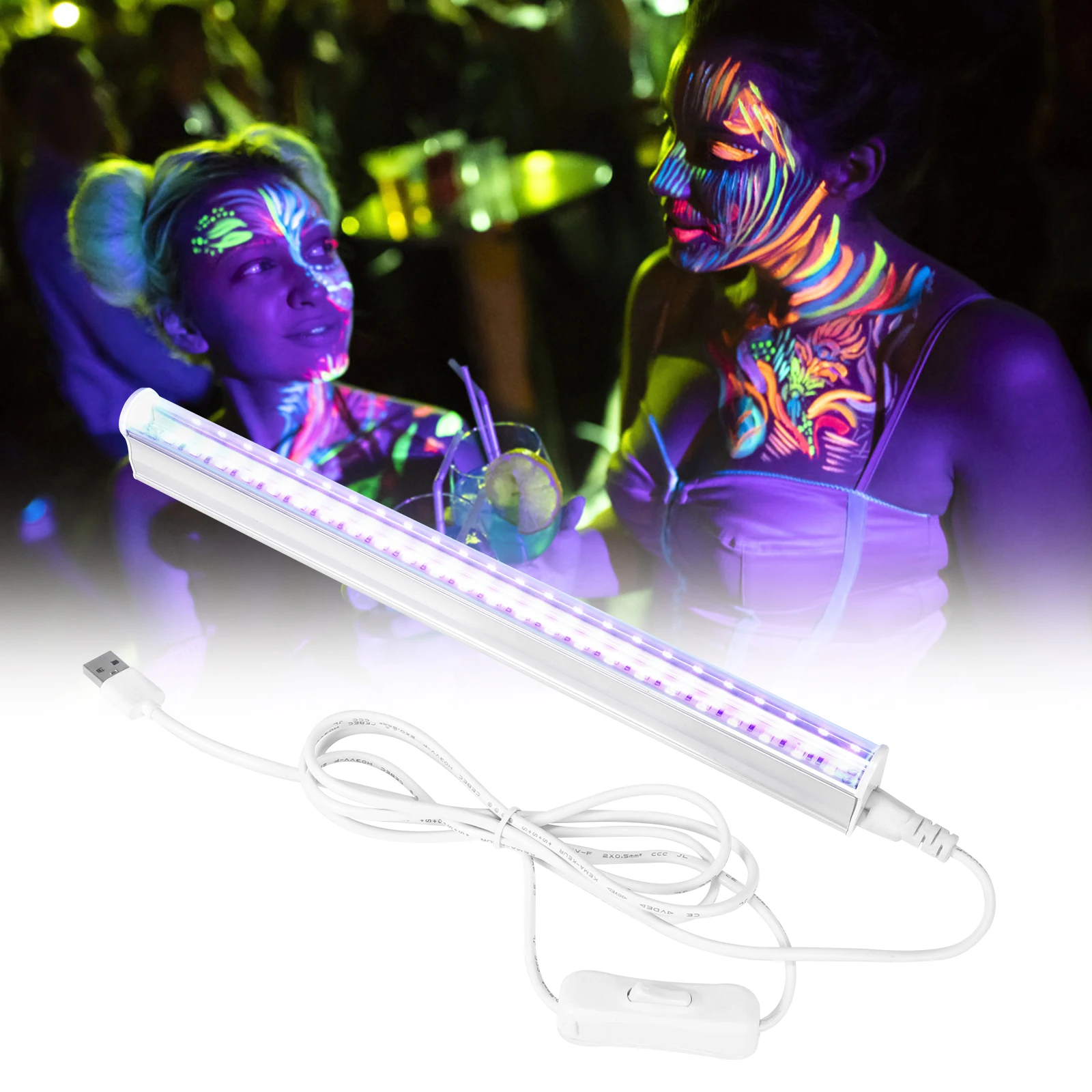 USB UV Light Tube High Quality For Blacklight Poster UV Art Bedroom Ultraviolet Light For Halloween Blacklight Club Spot Light