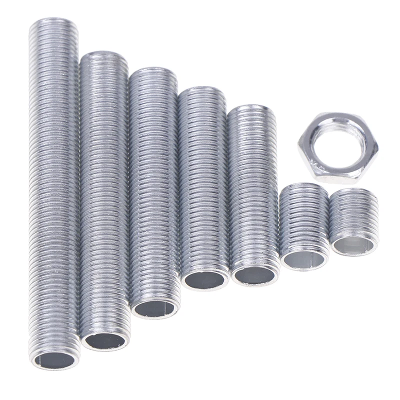 10Pcs M10 Lamp Tooth Tube Metal Hollow Threaded Tube Screw Nut Lamp Cap Chandelier Connect Rod Fixed Base